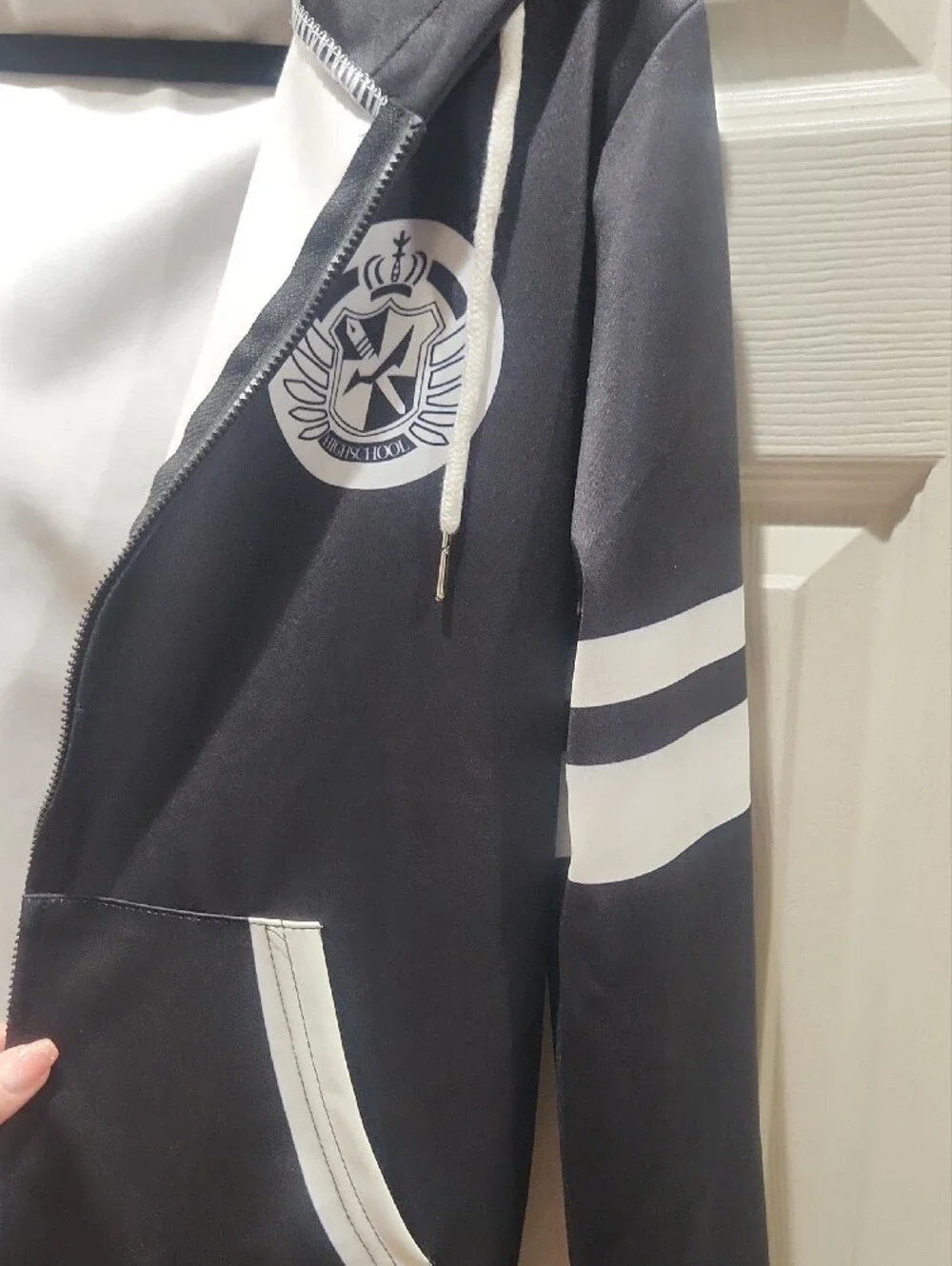 Kids Black & White Character Zip Hoodie Jacket